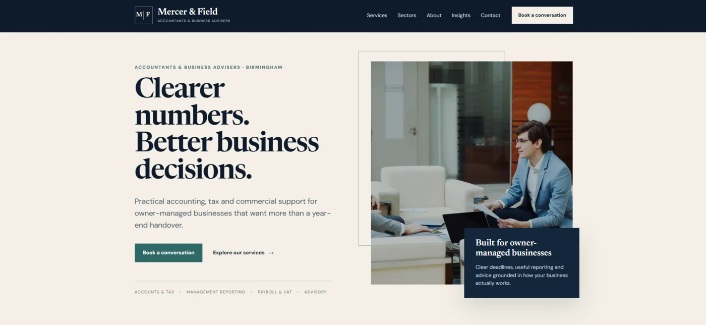 Mercer and Field Accountants website demo