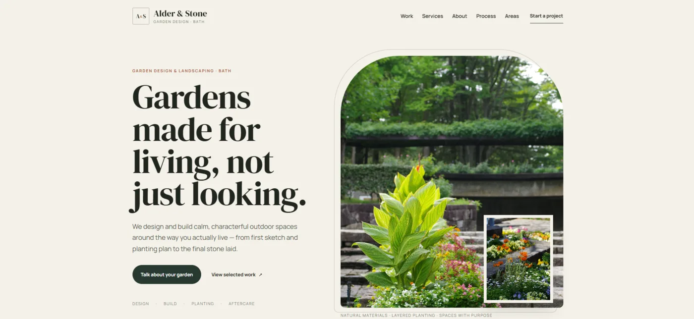 Alder and Stone Gardens landscaping website demo
